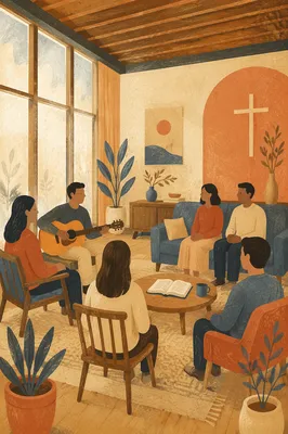 Intimate House Church Worship in Living Room
