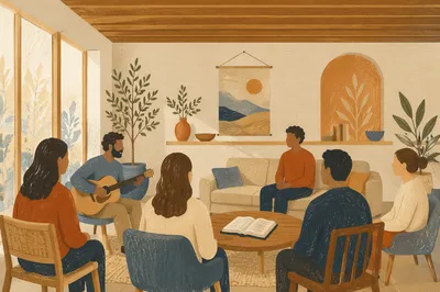 Intimate House Church Worship in Living Room
