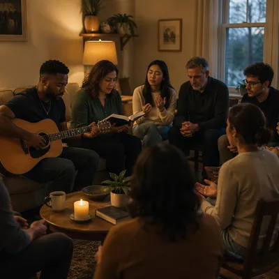 Small Prayer Gathering in Cozy Living Room