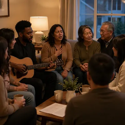 Small Group Singing in Cozy Living Room
