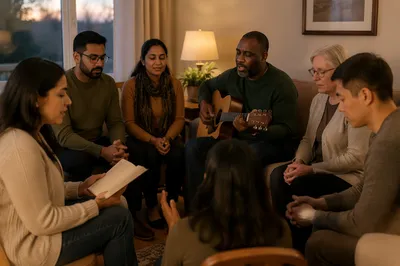 Intimate House Gathering in Cozy Living Room