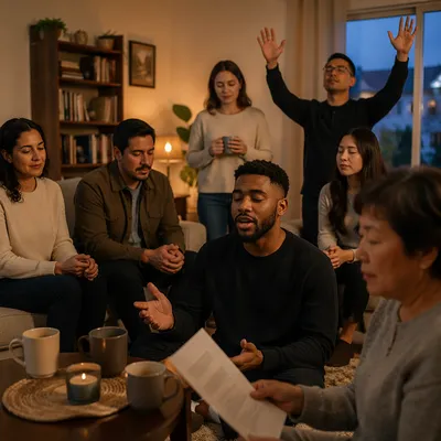 Small Apartment Worship Gathering at Dusk