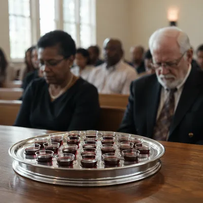 Silver Communion Tray with Individual Cups