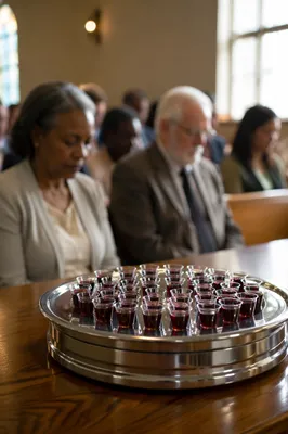Silver Communion Tray with Individual Cups