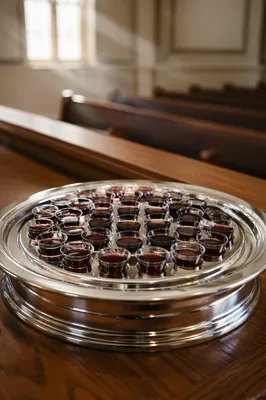 Silver Communion Tray with Individual Cups