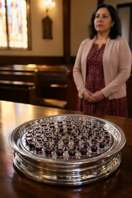 Individual Communion Cups on Silver Tray