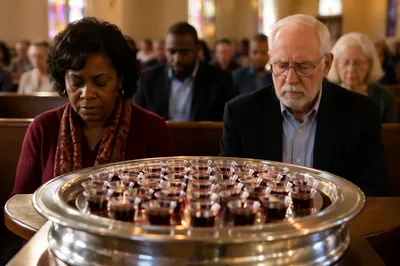 Communion Cups Tray in Church Sanctuary