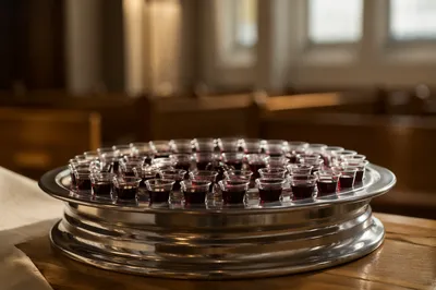 Silver Communion Tray with Individual Cups