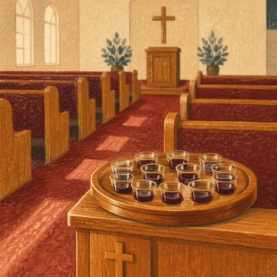 Communion Cups Tray on Church Pew