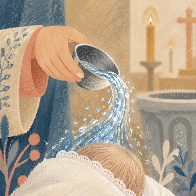 Infant Baptism Water Pouring in Church