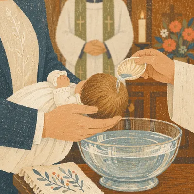 Infant Baptism Water Pouring in Church