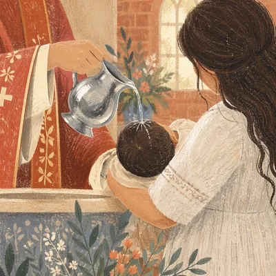 Infant Baptism Water Pouring in Chapel
