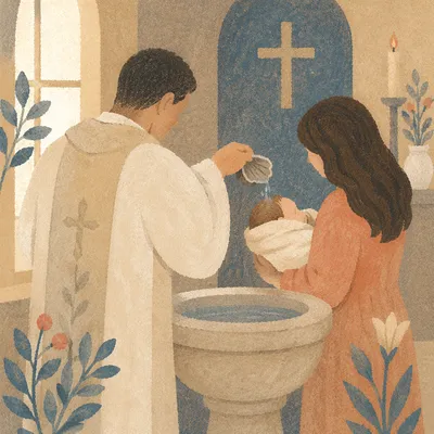 Reverent Infant Baptism in Quiet Chapel