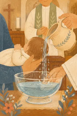 Infant Baptism Water Pouring in Church