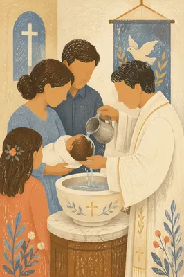 Infant Baptism Water Pouring in Church