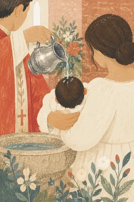 Infant Baptism Water Pouring in Chapel