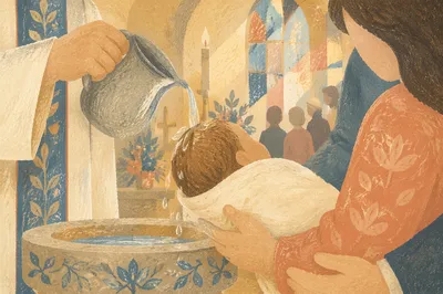 Infant Baptism Water Pouring in Church