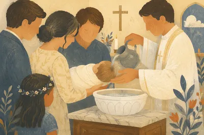 Infant Baptism Water Pouring in Church