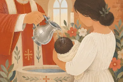 Infant Baptism Water Pouring in Chapel