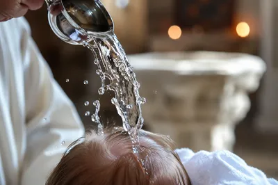Infant Baptism Water Pouring in Church