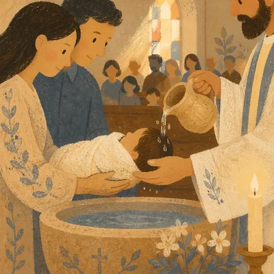 Infant Baptism Water Pouring in Church