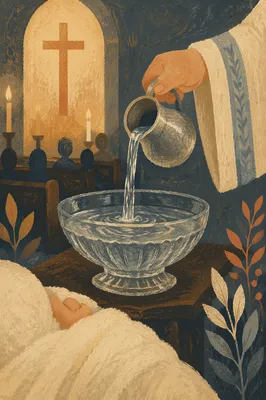 Infant Baptism Water Pouring in Church