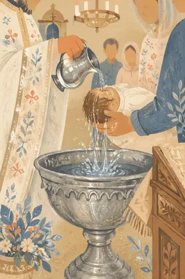 Infant Baptism Water Pouring Church Ceremony