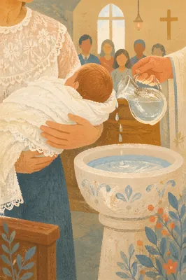 Infant Baptism Water Pouring in Church
