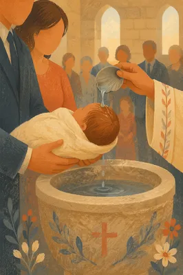Infant Baptism Water Pouring in Church
