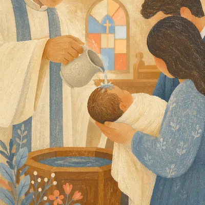 Tender Infant Baptism in Warm Sanctuary