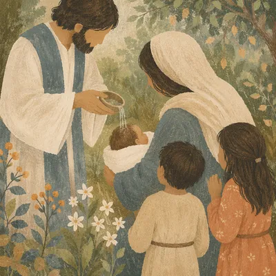 Infant Baptism with Family in Chapel Garden
