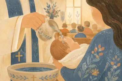 Infant Baptism with Pastor Pouring Water