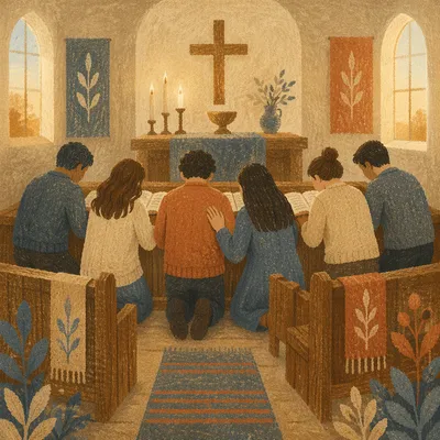 Intercessory Prayer Team Kneeling at Altar