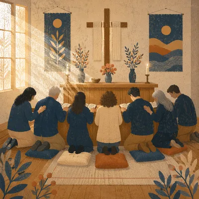 Intercessory Prayer Team Kneeling at Altar