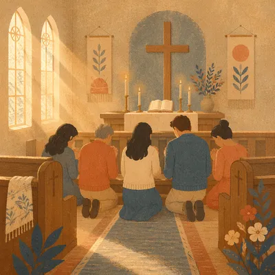 Intercessory Prayer Team Kneeling at Altar