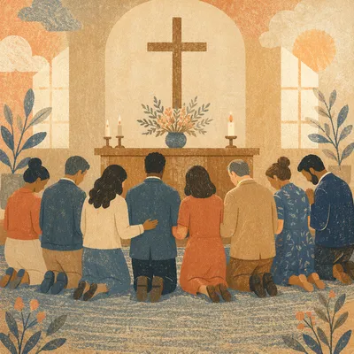 Intercessory Prayer Team Kneeling at Altar
