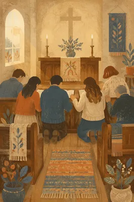 Intercessory Prayer Team Kneeling at Altar
