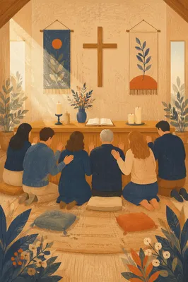 Intercessory Prayer Team Kneeling at Altar