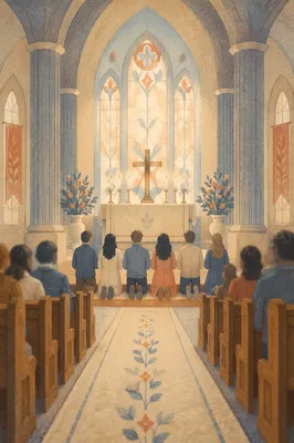 Intercessory Prayer Team Kneeling Near Altar