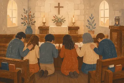Intercessory Prayer Team Kneeling at Altar