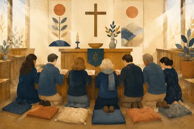 Intercessory Prayer Team Kneeling at Altar