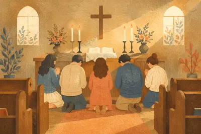 Intercessory Prayer Team Kneeling at Altar