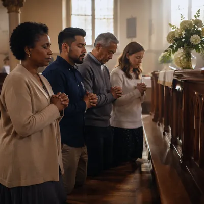 Prayer Team Kneeling at Church Altar
