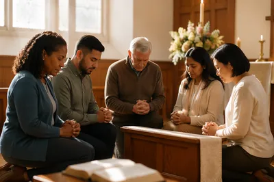 Intercessory Prayer Team Kneeling at Altar