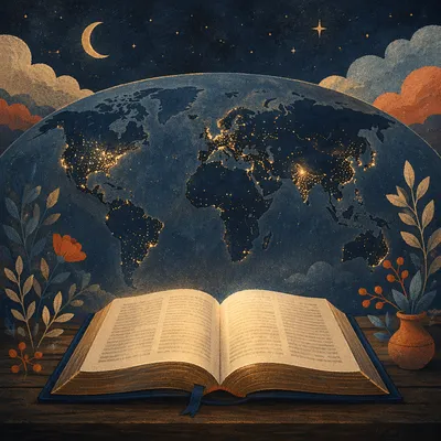 International Missions Bible with Glowing World Map