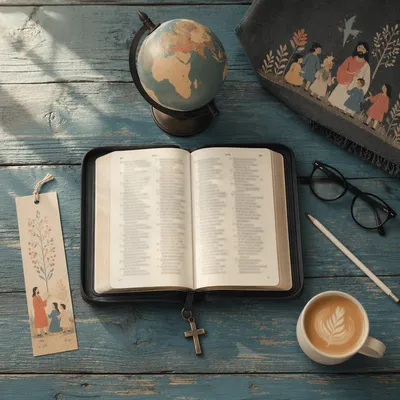 International Missions Bible Study Flat Lay