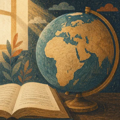 International Missions Globe Beside Open Bible
