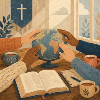 International Missions Prayer with Globe and Bible