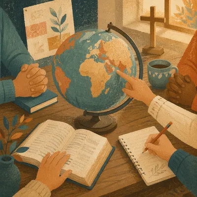 Global Missions Prayer Table with Bible