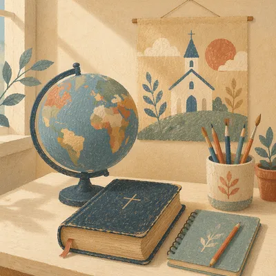 International Missions Globe and Bible Desk